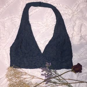 TOPSHOP Green Lace Halter Top or Bralette